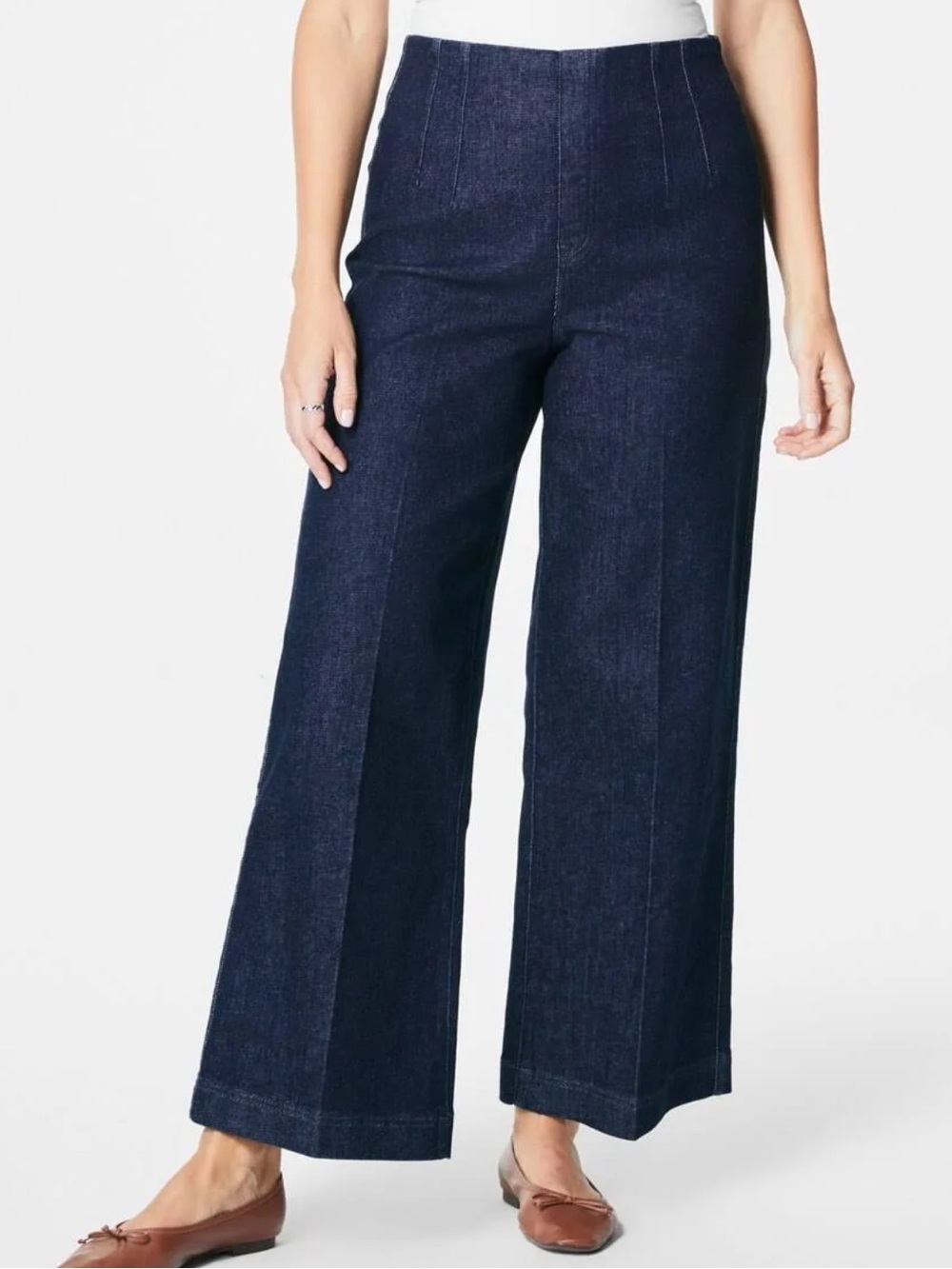 Spanx Shape Everywhere Zero Waistband Cropped Wide Leg Jeans